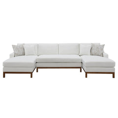 Valiant - Sectional Sofa With 4 Pillows - Ivory Chenille