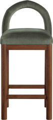 Conrad - Velvet Counter Stool With Brown Legs