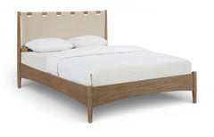 Santos - Vegan Leather Headboard And Wood Bed - Waxed Brown Frame