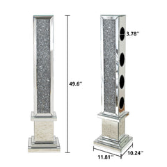 Crushed Diamond Floating Mirrored Wine Bottle Holder - Silver