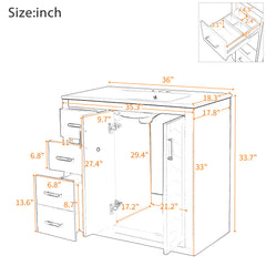 Bathroom Vanity With Sink, Storage Cabinet, Freestanding Set With 3 Drawers & Soft Closing Doors - Green