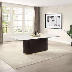 Clayten - Dining Table With Marble Top - White / Espresso