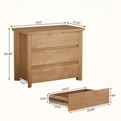 Nightstand With 3 Drawers, Bedside Table, Compact Storage - Brown