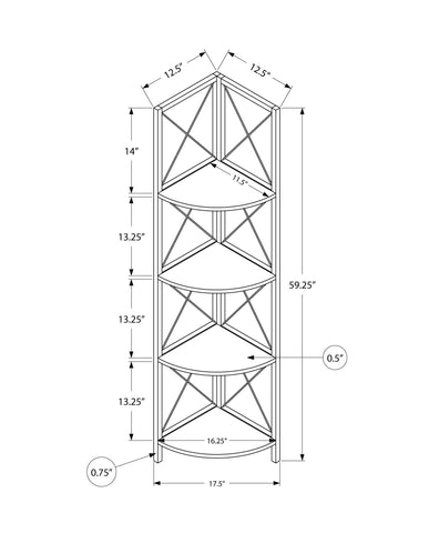 Bookshelf, Bookcase, Etagere, Corner, 4 Tier, Office