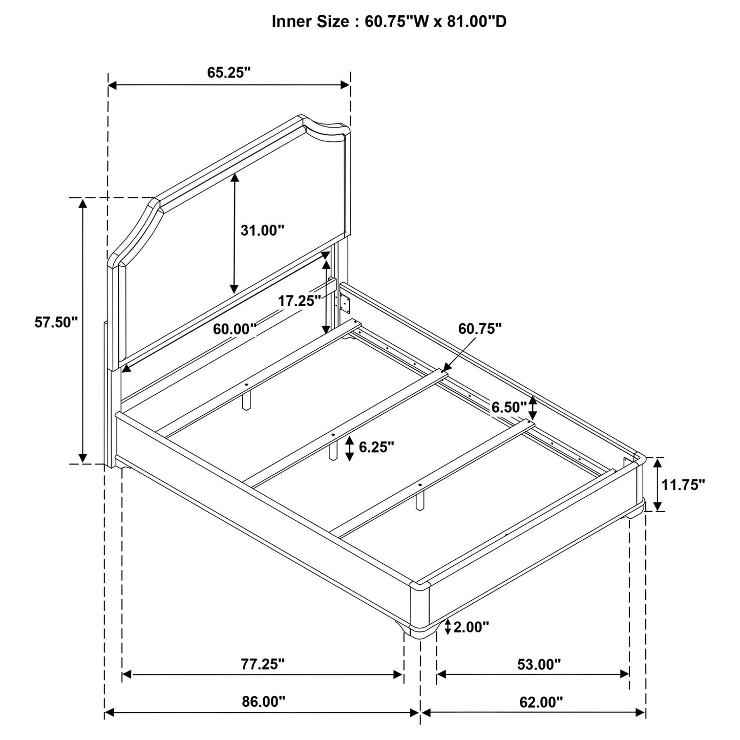 Leonide - Panel Bed With Upholstered Headboard