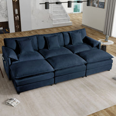 Modern Comfy Deep Seat Modular Sectional Sofa Cloud Couch With Ottoman
