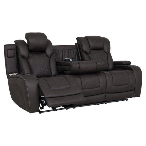 Wendell - Power Motion Sofa With Dropdown Table, Storage, USB & LED - Dark Gray