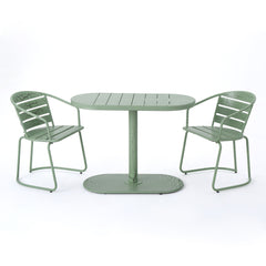 3 Piece Elegant Outdoor Bistro Set With 2 Chairs And Oval Table