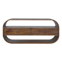 Curved Edge Media Unit With 2 Drawers - Chestnut