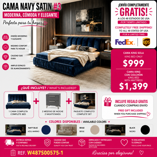 CAMA AZUL KING SIZE SOLAMENTE-King Size Upholstered Bed Frame, Modern Minimalist Style with Segmented Plump Compressed Sponge Headboard, Shiny velvet & Sturdy Leg Support, Mattress Not Included-Dark Blue