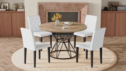 Comedor Circular 6 Puestos - Madera Blanco 48 - 008