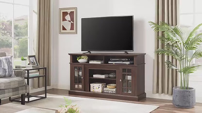 48 - TV STAND #3 - Classic TV Media Stand Modern Entertainment Console for TV Up to 65" with Open and Closed Storage Space, Espresso, 58.25"W*15.75"D*32"H