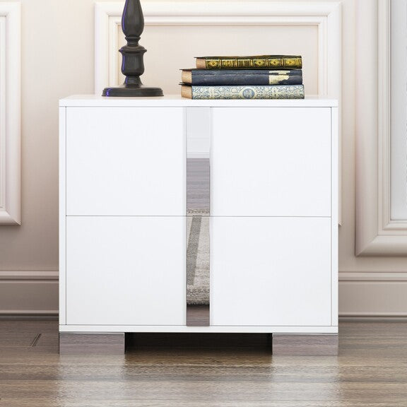 48-MESITAS DE NOCHE / NIGHTSTANDS #3 - ESPEJO GRIS CON 2 GAVETAS - SET DE 2 - $599