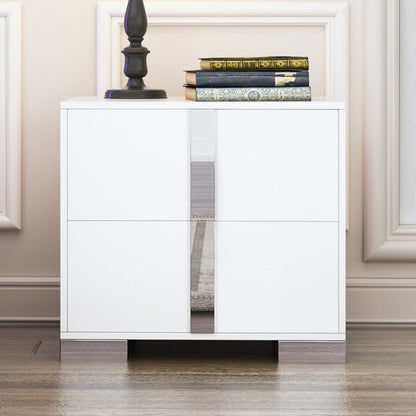 48-MESITAS DE NOCHE / NIGHTSTANDS #3 - ESPEJO GRIS CON 2 GAVETAS - SET DE 2 - $599
