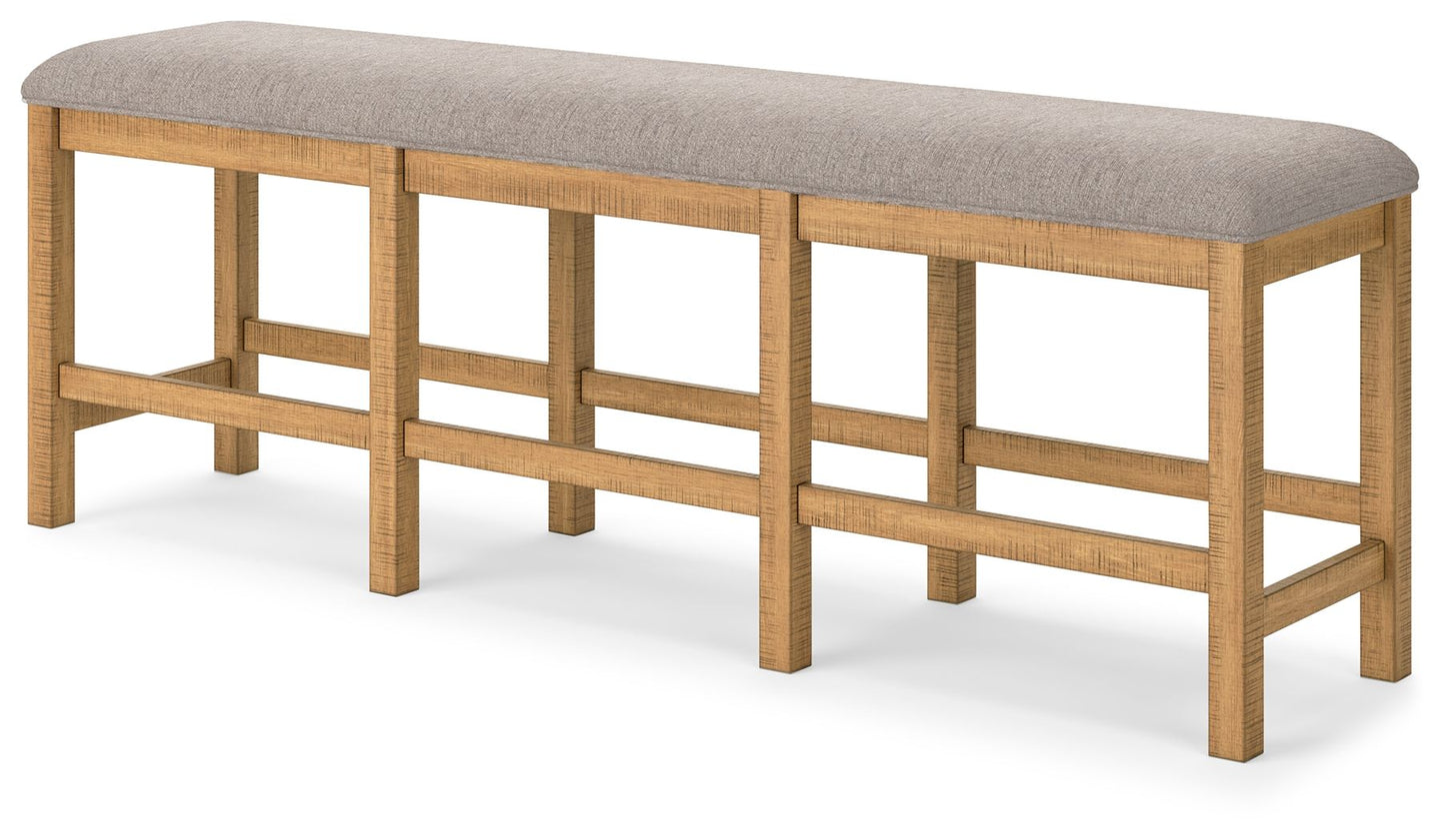 Havonplane - XL Counter Height Upholstered Dining Bench - Brown