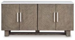 Loyaska - Extra Large TV Stand - Grayish Brown / White