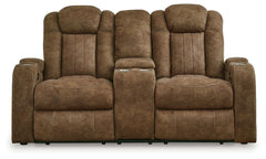 Wolfridge - Power Reclining Loveseat With Console /Adj Hdrst - Brindle