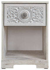 Paxberry - One Drawer Night Stand - Open Cubby - Whitewash