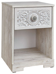 Paxberry - One Drawer Night Stand - Open Cubby - Whitewash