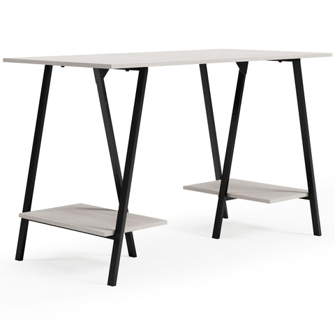 Bayflynn - Home Office Desk - 2 Fixed Shelves - White / Black