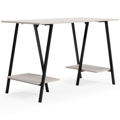 Bayflynn - Home Office Desk - 2 Fixed Shelves - White / Black