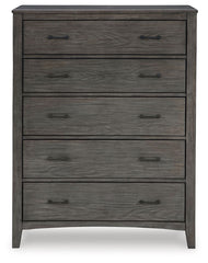 Montillan - Five Drawer Chest - Grayish Brown