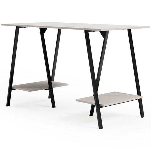 Bayflynn - Home Office Desk - 2 Fixed Shelves - White / Black