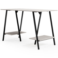 Bayflynn - Home Office Desk - 2 Fixed Shelves - White / Black