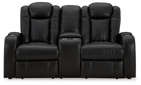 Caveman Den - Power Reclining Loveseat with Console/ Adj Hdrst - Midnight