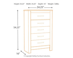 Bellaby - Five Drawer Chest - Whitewash
